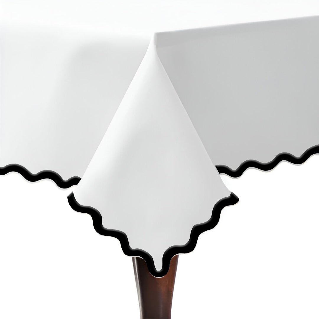 Applique Scalloped Embroidery Cotton Table Cloth - themonogram manor