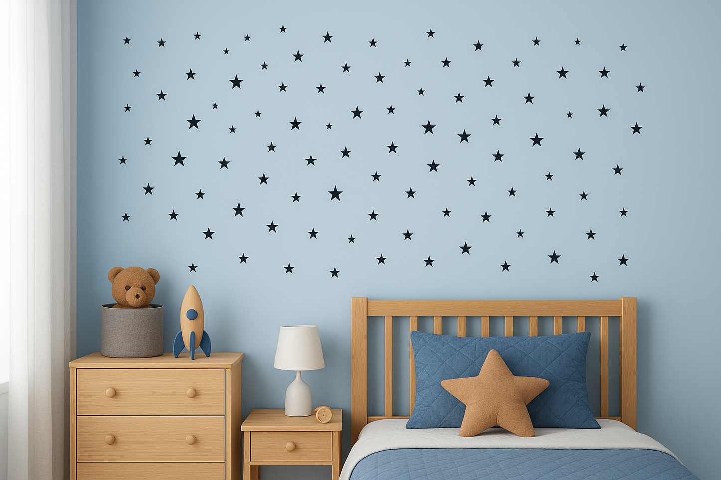 Stars Reusable Wall Decal - Black (66 Pcs)