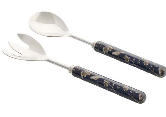 Navy Enameled Salad Servers