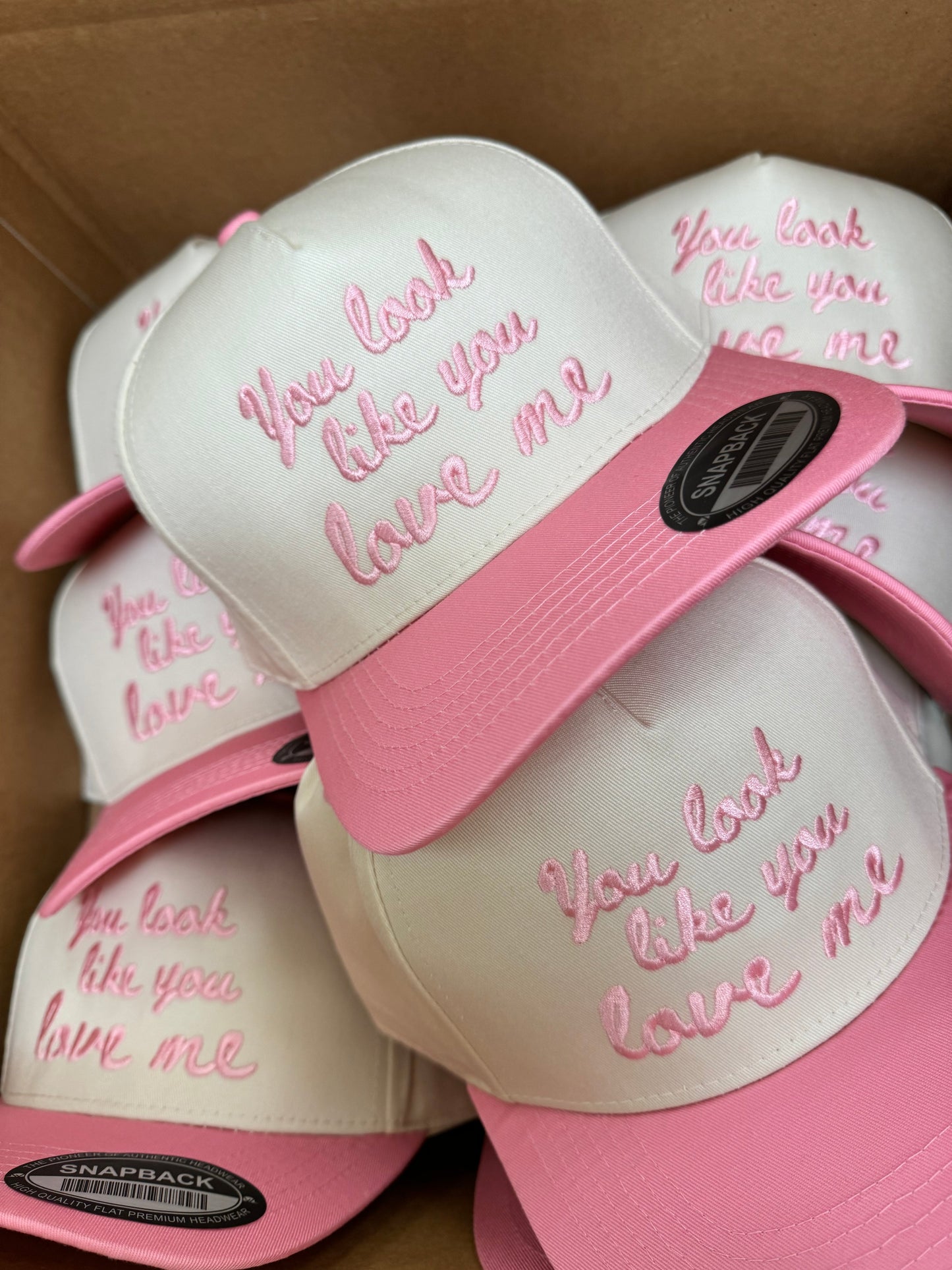 Embroidered - You Look Like You Love Me - Pink Vintage Trucker Hat