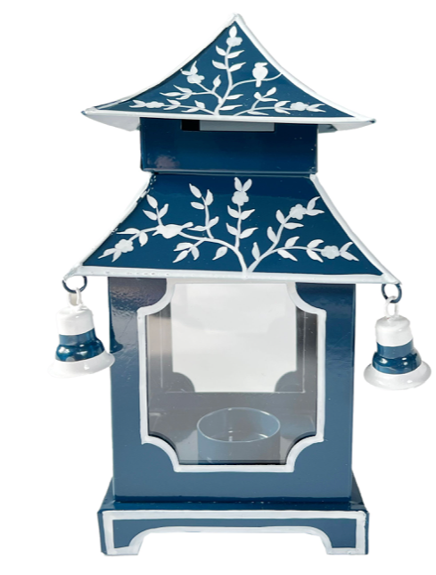 Navy & White Chinoiserie Pagoda Lantern
