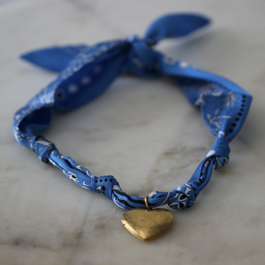 Blue Skies Heart Locket Scarf Necklace