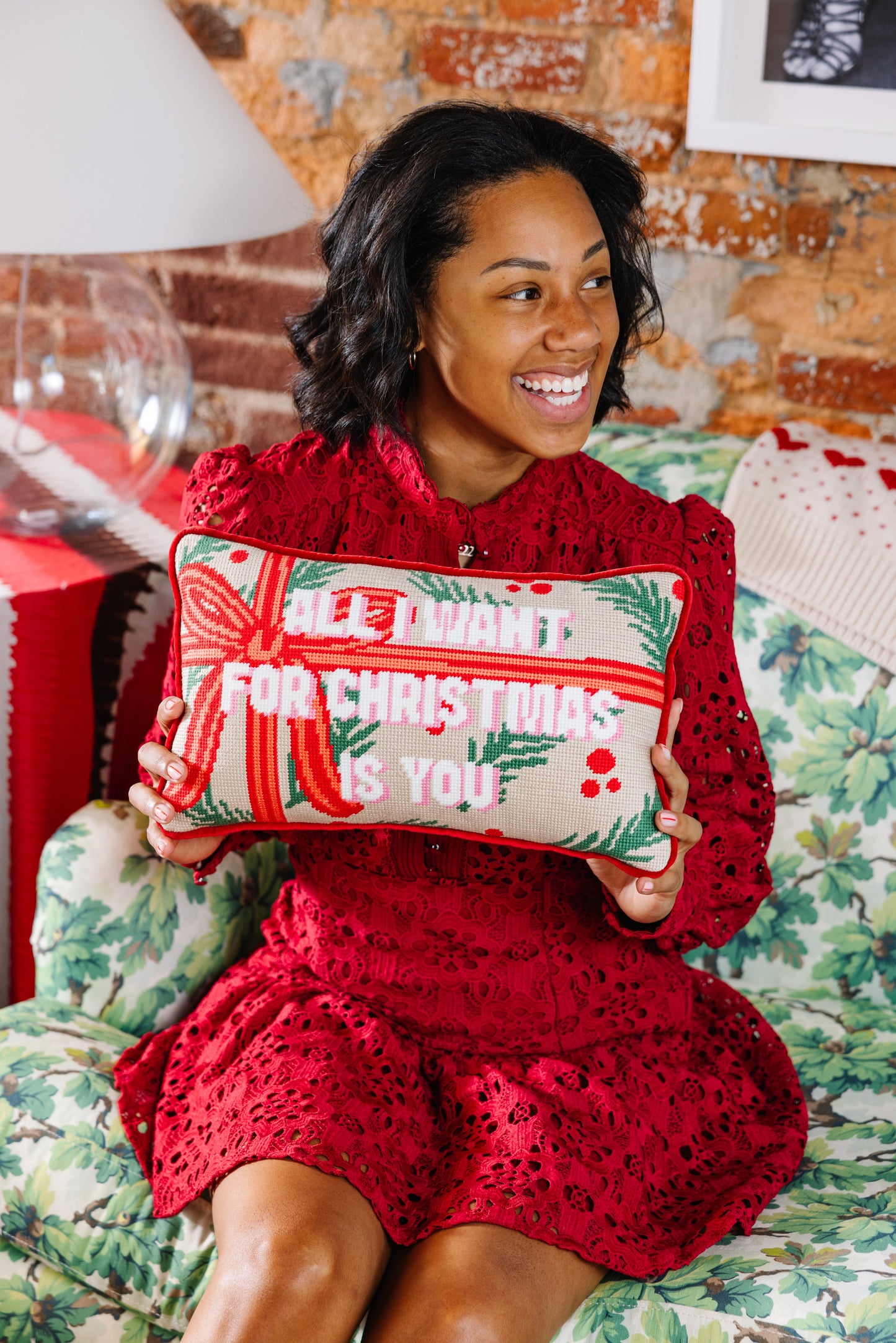 All I Want Needlepoint Pillow