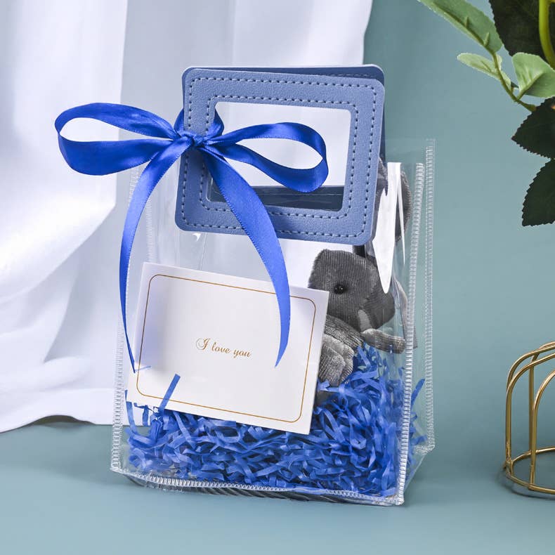 7 colors Transparent Thick PVC Gift Bag w/ square handles