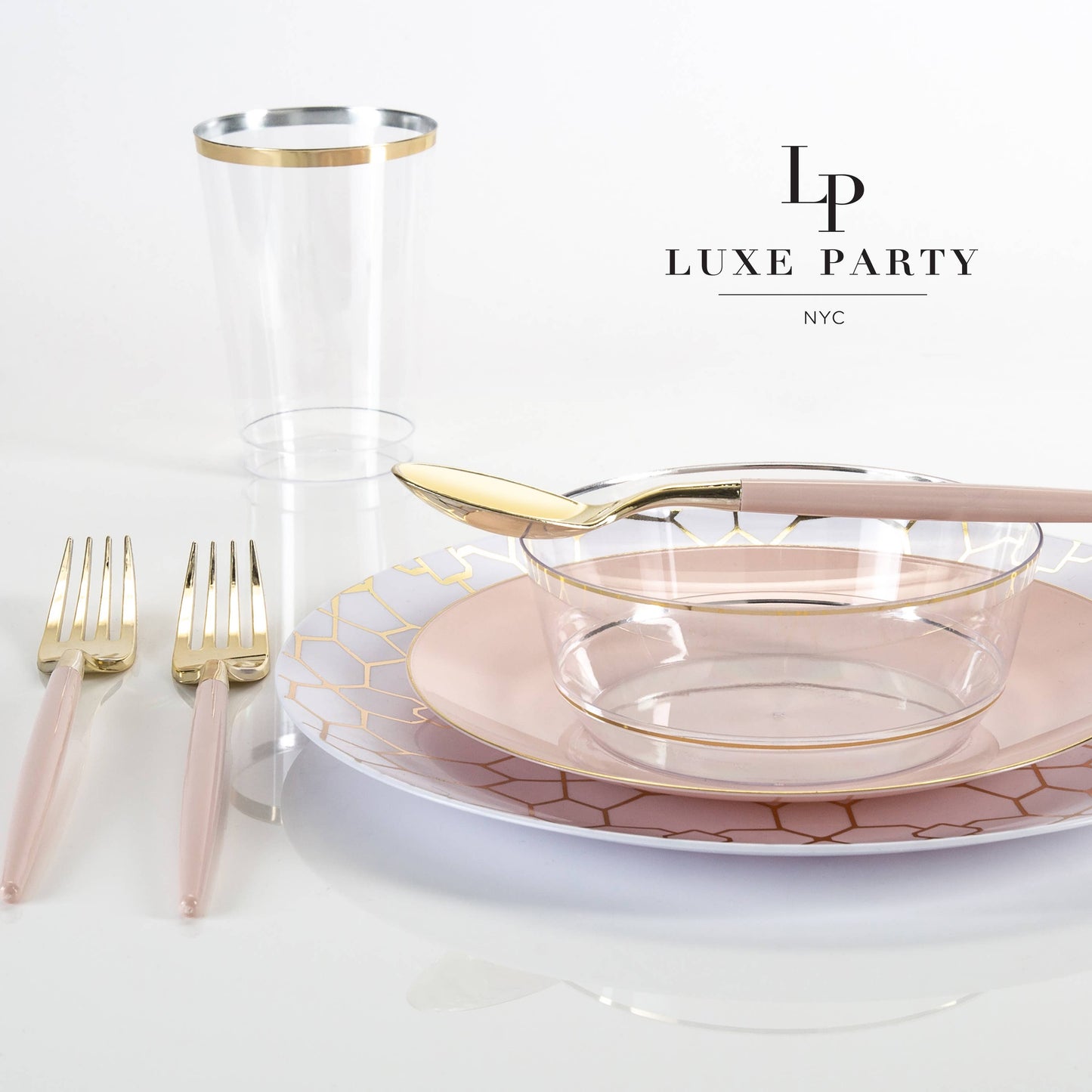 Blush • Gold Plastic Cutlery Set | 32 Pieces
