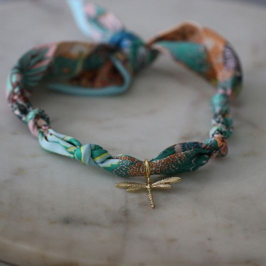 Golden Dawn Dragonfly Scarf Necklace