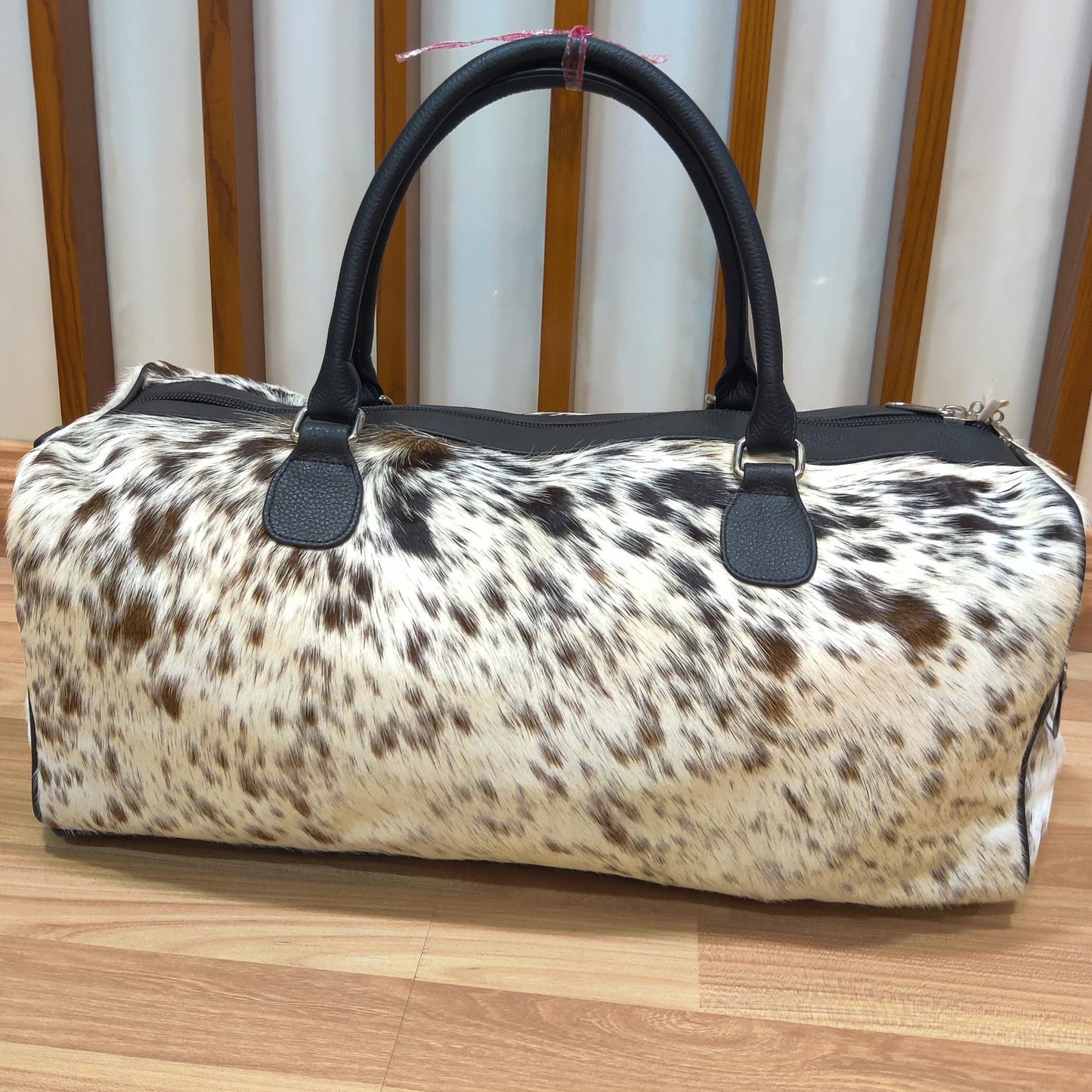 Pony Skin Bag - Medium Cowhide Duffel, Genuine Leather Weekender, Stylish Travel Luggage, Unisex Gift Idea