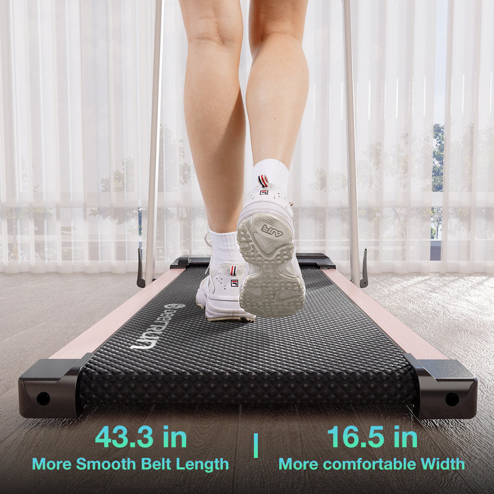 DeerRun A5 Pro Smart 2 in 1 Folding Treadmill Pink with Handrail, 300Lbs