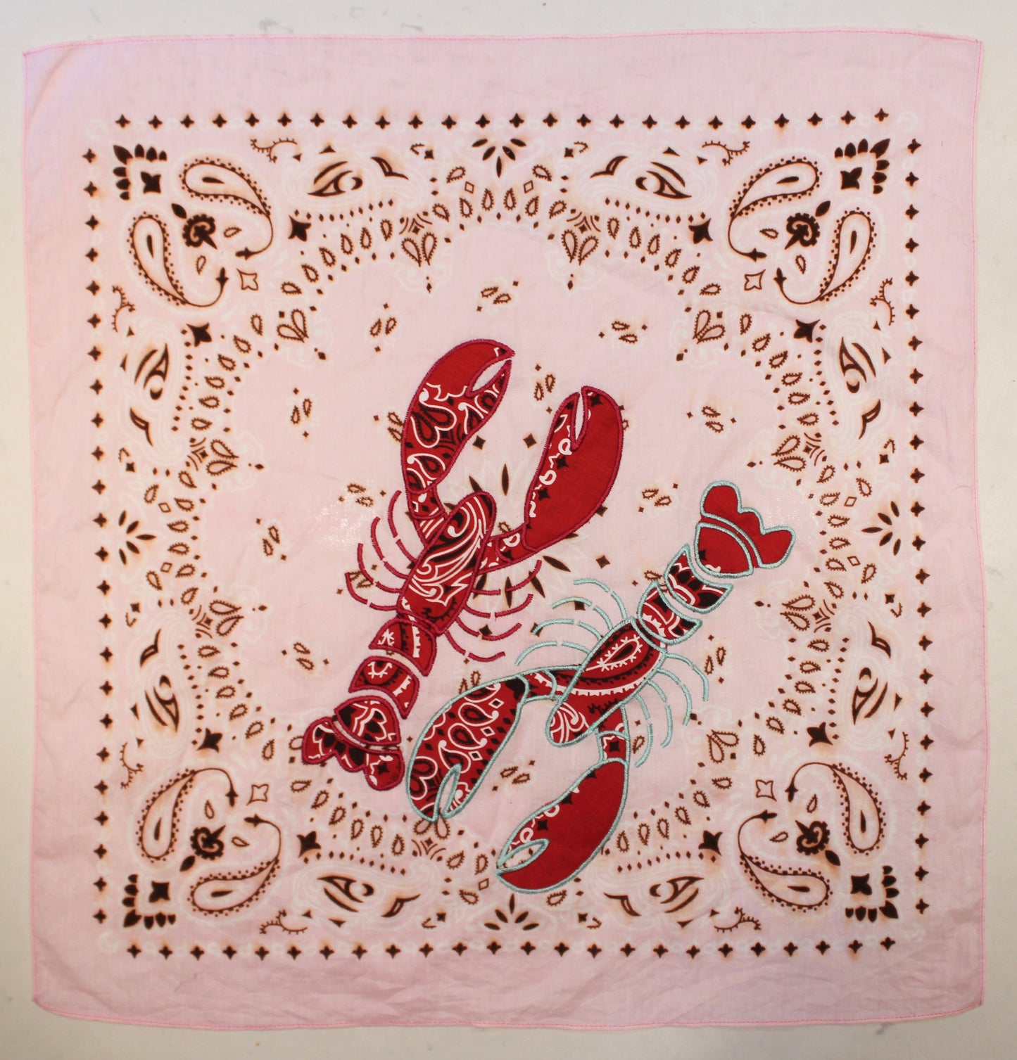 Twin Lobsters Bandana Embroidered Bandana