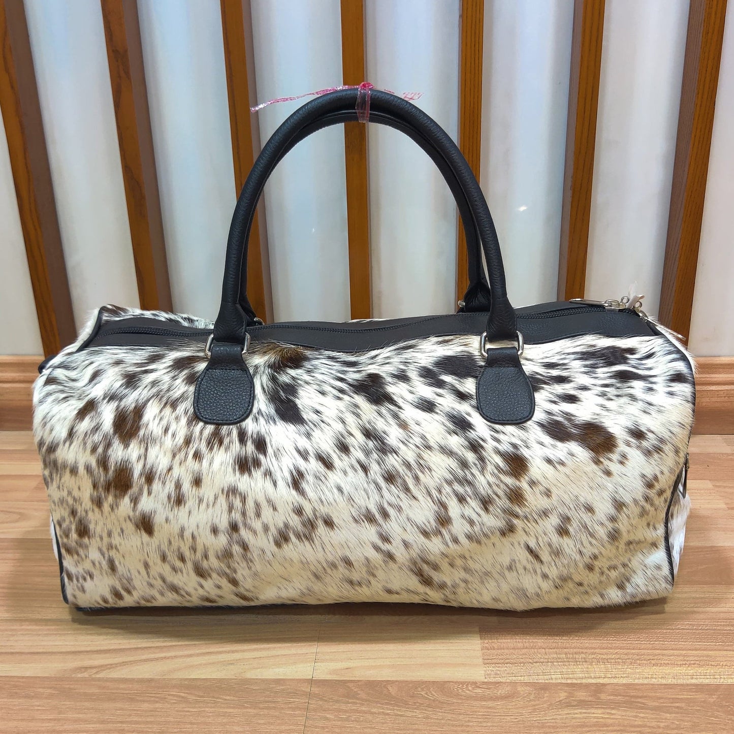 Pony Skin Bag - Medium Cowhide Duffel, Genuine Leather Weekender, Stylish Travel Luggage, Unisex Gift Idea