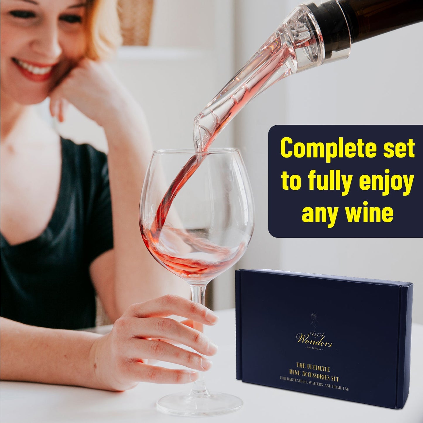 Ultimate Wine Accessories Set Featuring 3 in-1 Multifunctional Waiters Corkscrew