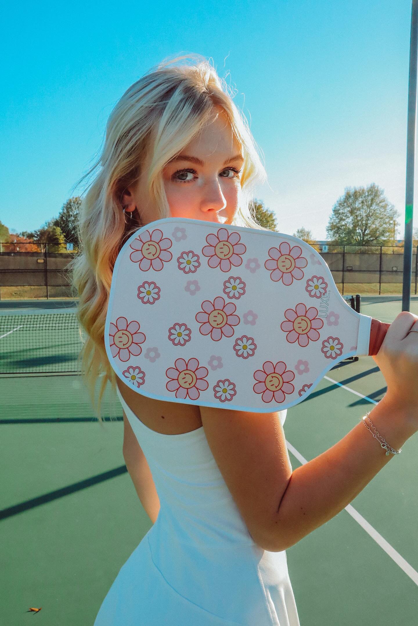 Smiley Flower Pickleball Paddle