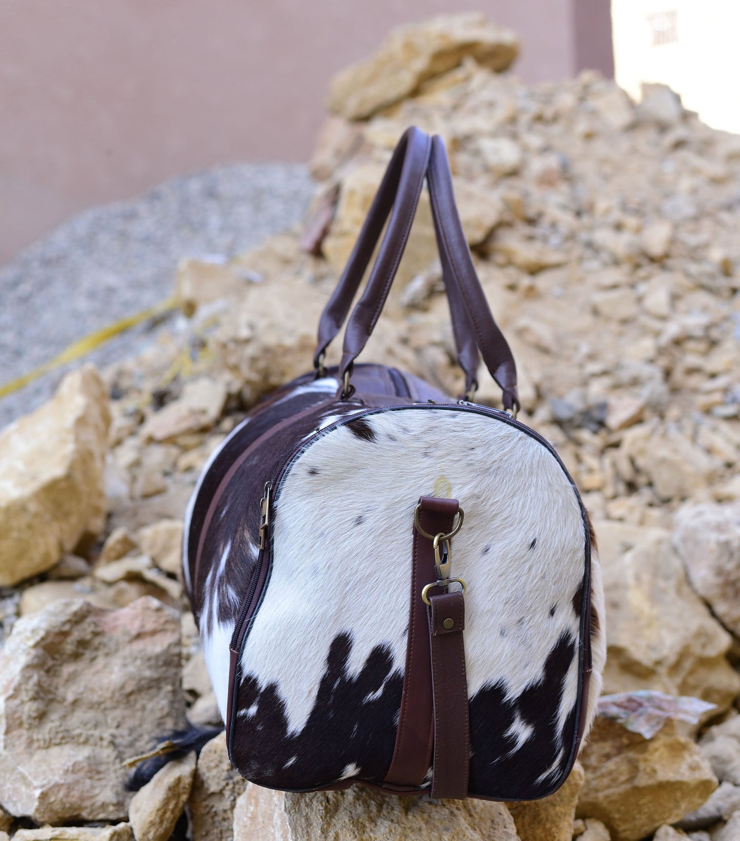Cowhide Weekend Bag - Stylish Overnight Duffel, Genuine Cow Hide Leather, Perfect for Travel & Getaways, Unique Gift Idea