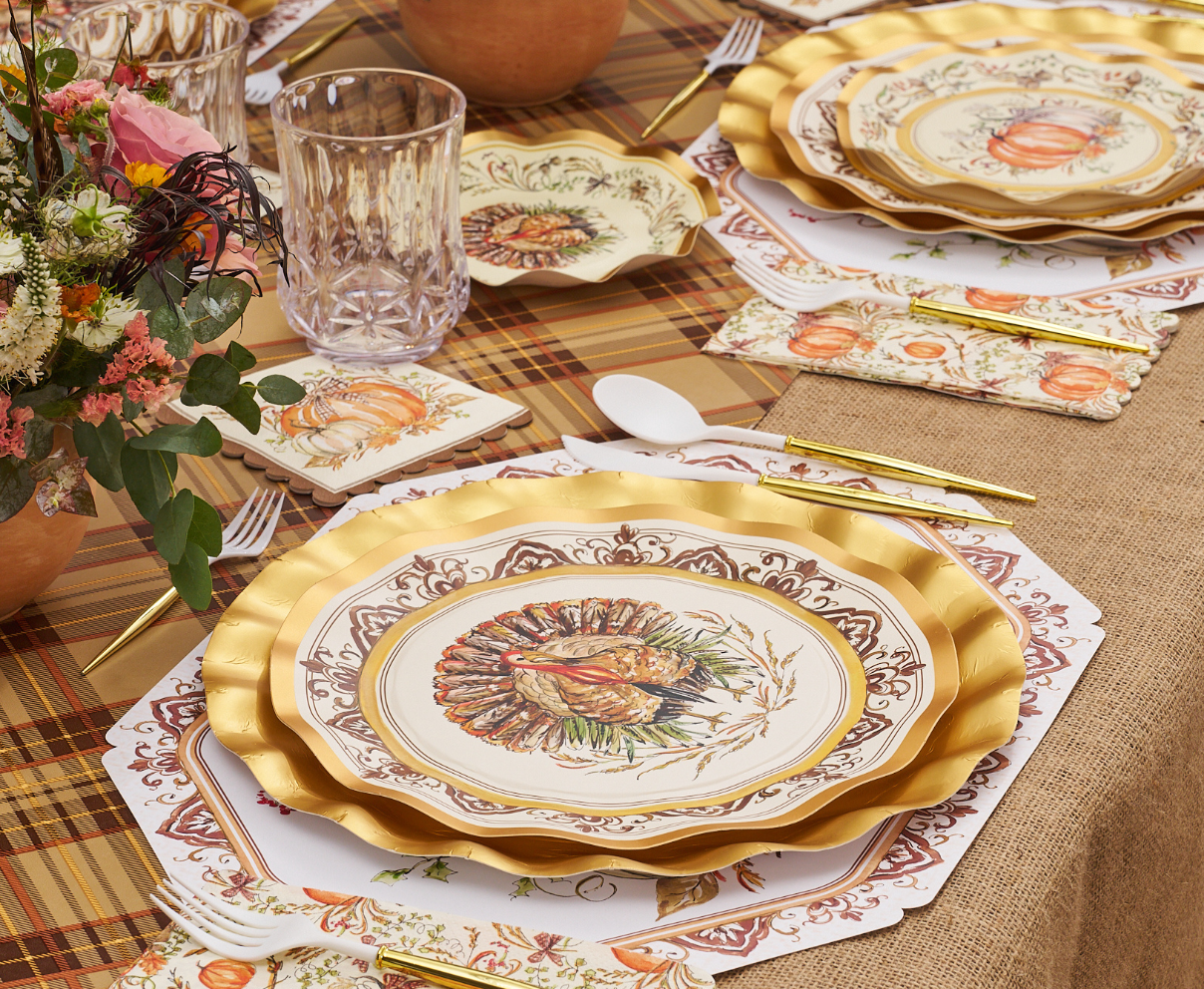 Turkey & Gourds Dinner Plates/8pk