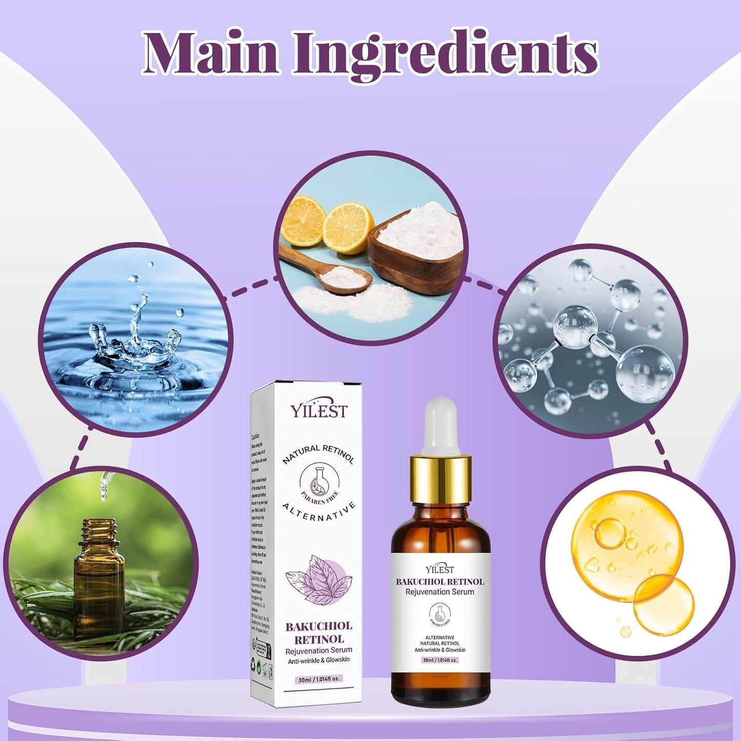 2PCS Bakuchiol Retinol Serum Retinol Rejuvenation Serum, Retinol Serum for Wrinkles Retinol Serum Face Serum for All Skin, Retinol Serum Wrinkles for Man&Women