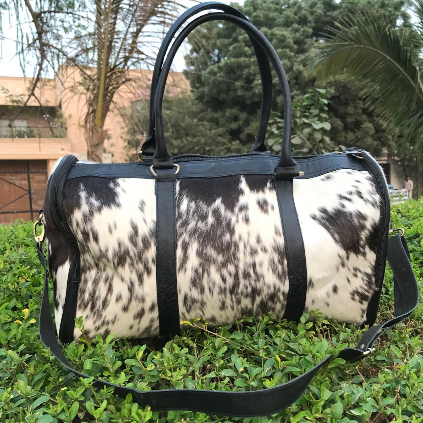 Pony Skin Bag: Luxury Cowhide Duffel, Roomy Travel Carry-On, Designer Luggage for Getaways