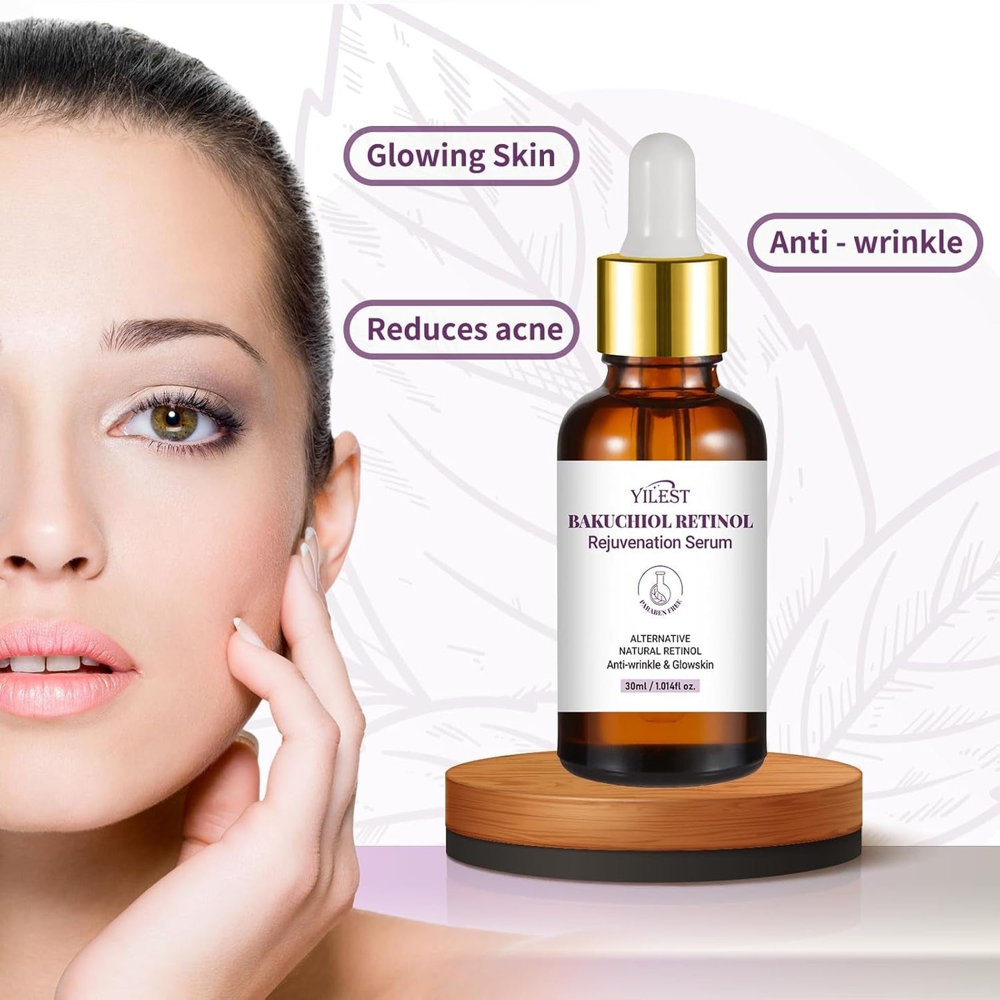 2PCS Bakuchiol Retinol Serum Retinol Rejuvenation Serum, Retinol Serum for Wrinkles Retinol Serum Face Serum for All Skin, Retinol Serum Wrinkles for Man&Women
