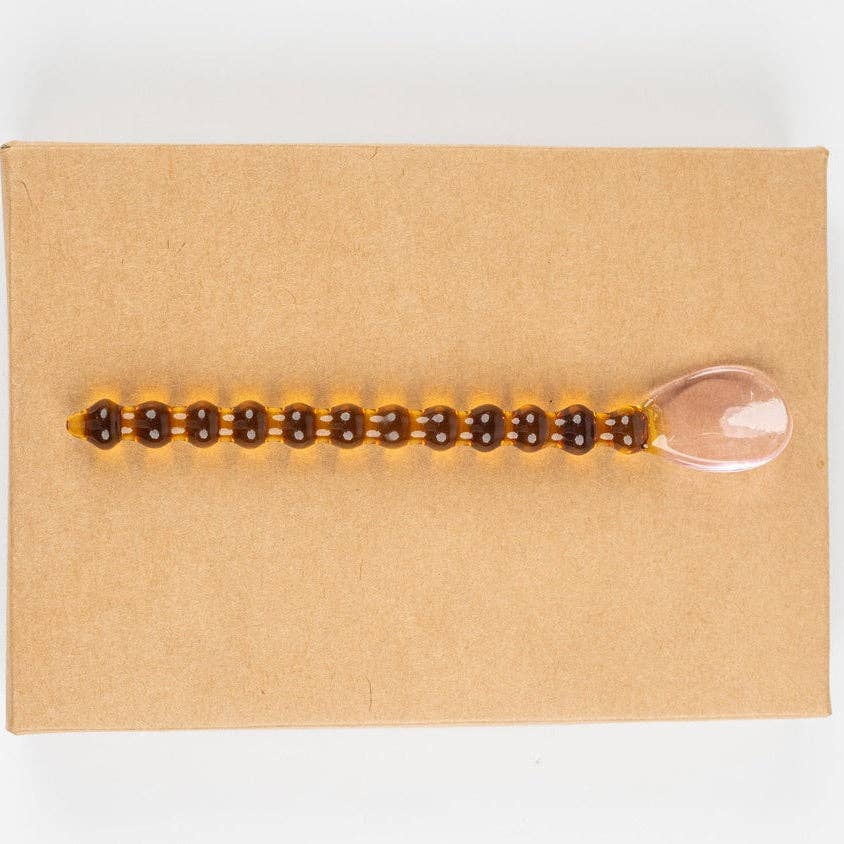 Glass Spoon Set | Pink Amber Beaded Handle
