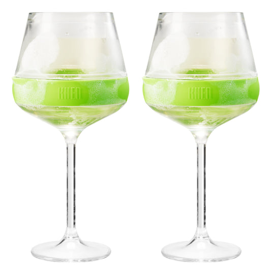 Stemmed Acrylic Cooling Wine  Glasses 14oz | Set of 2 | Green