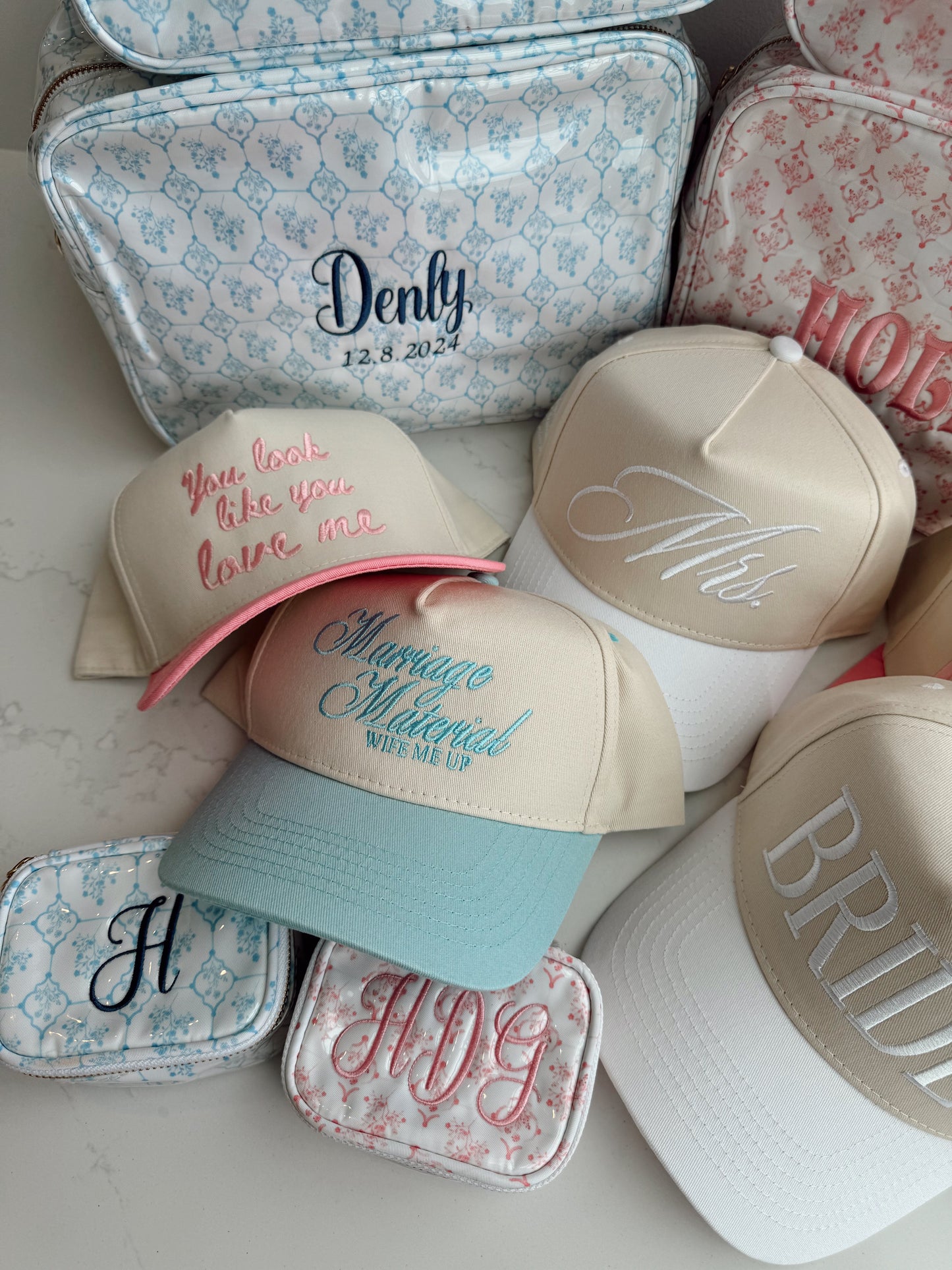 Embroidered - You Look Like You Love Me - Pink Vintage Trucker Hat