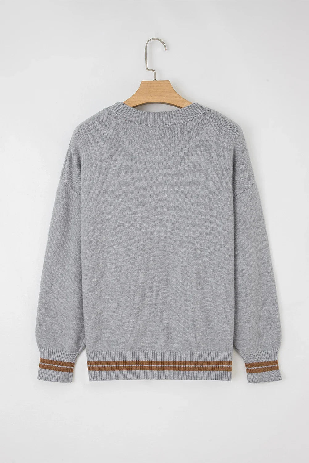 Western See You Cowboy Embroidered Stripe Cuff Sweater