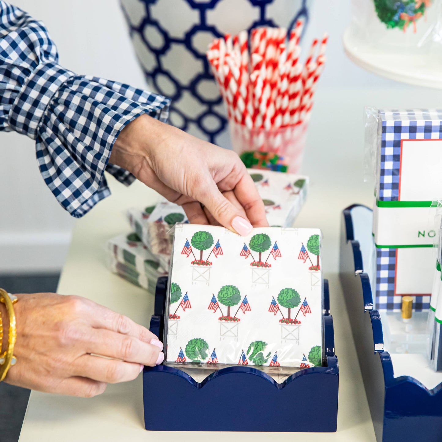 Paper Cocktail Napkins | Patriotic Topiary