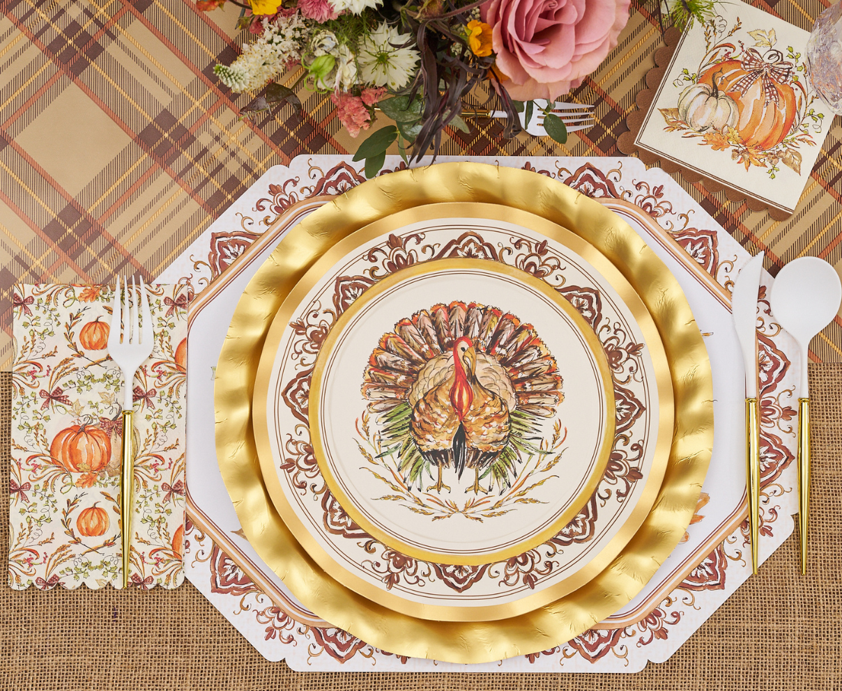 Turkey & Gourds Dinner Plates/8pk