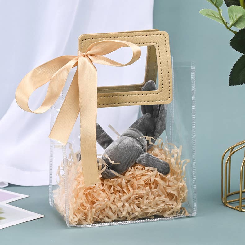7 colors Transparent Thick PVC Gift Bag w/ square handles