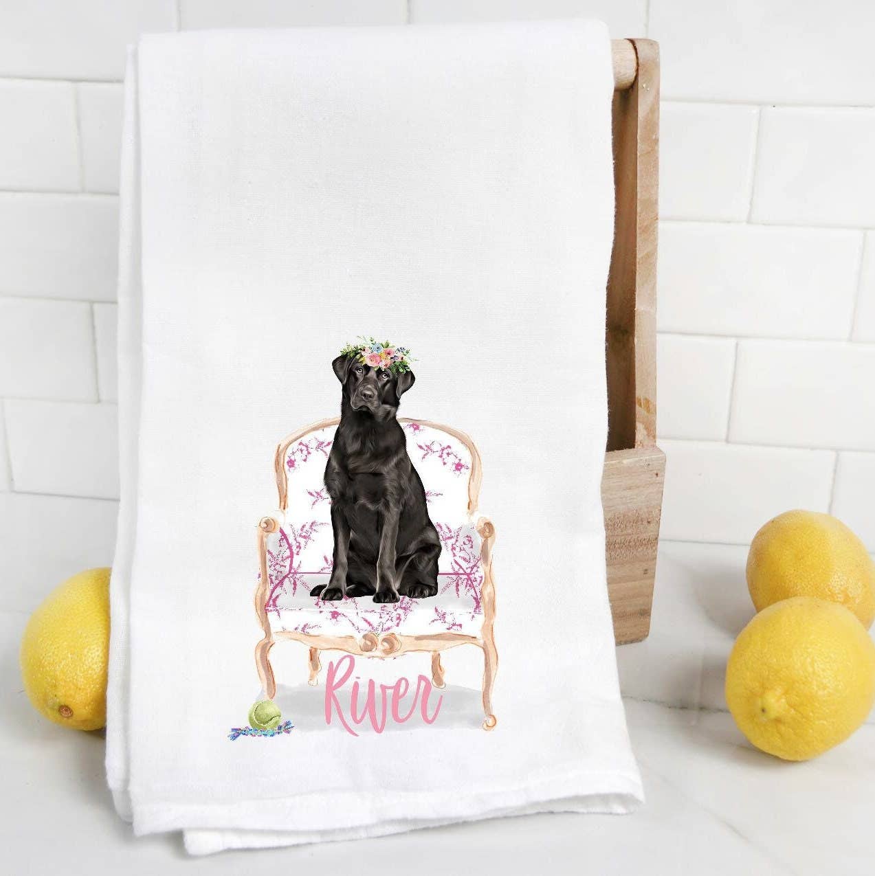 Custom Black Lab Tea Towel