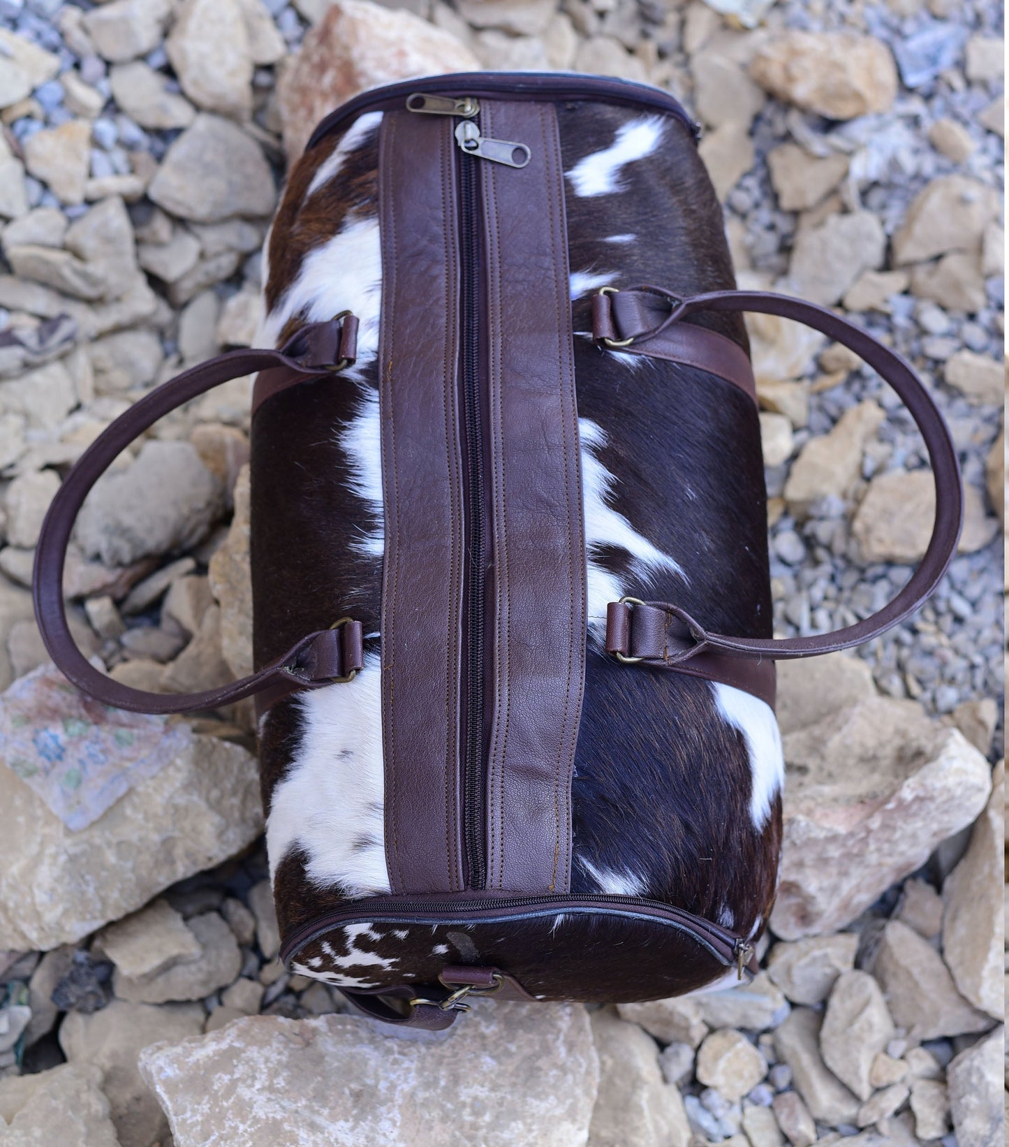 Cowhide Weekend Bag - Stylish Overnight Duffel, Genuine Cow Hide Leather, Perfect for Travel & Getaways, Unique Gift Idea