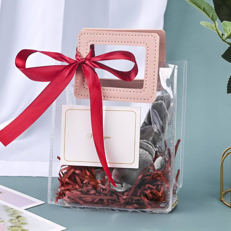 7 colors Transparent Thick PVC Gift Bag w/ square handles