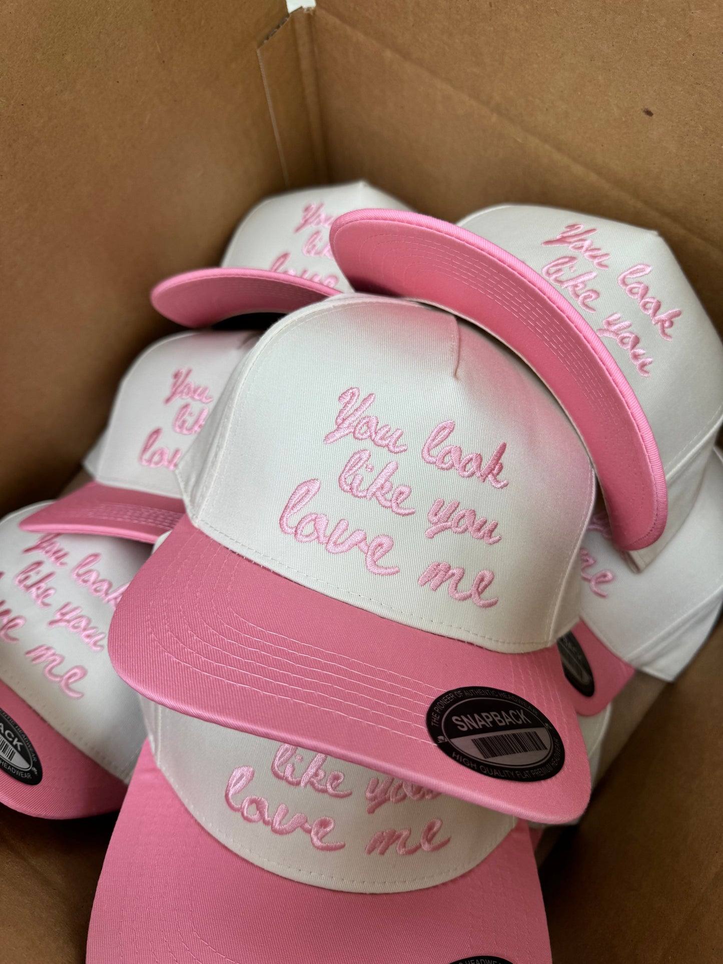 Embroidered - You Look Like You Love Me - Pink Vintage Trucker Hat