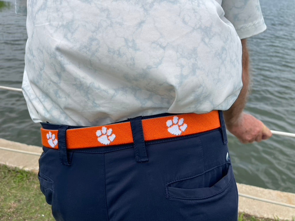 Clemson University Tigers - Officially Licensed - Hand-stitched Needlepoint Belt