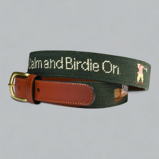 Golf Birdie On Needlepoint Belt (Final Sale)