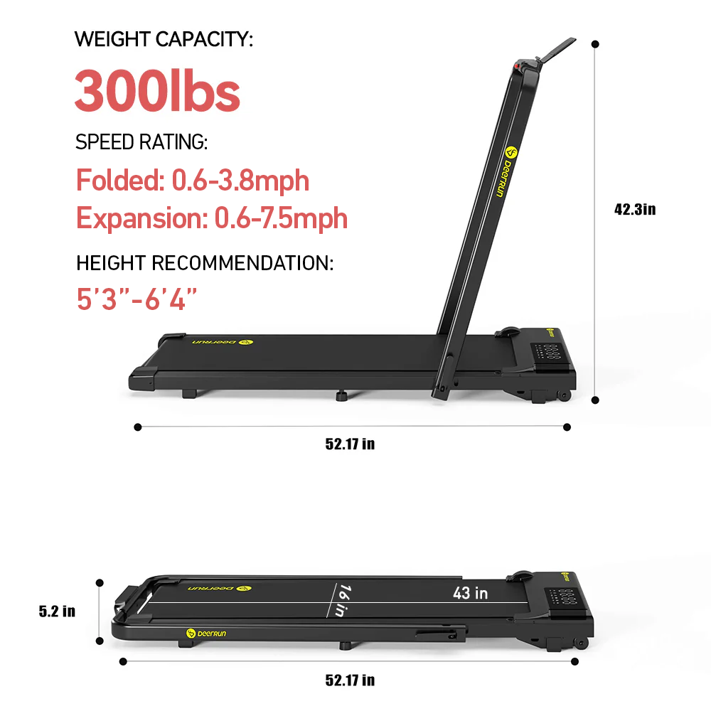 DeerRun A5 Pro Smart 2 in 1 Folding Treadmill Black
