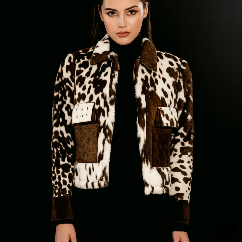 Women's Statement Crop Jacket – Hair-On Cowhide Pony Hair