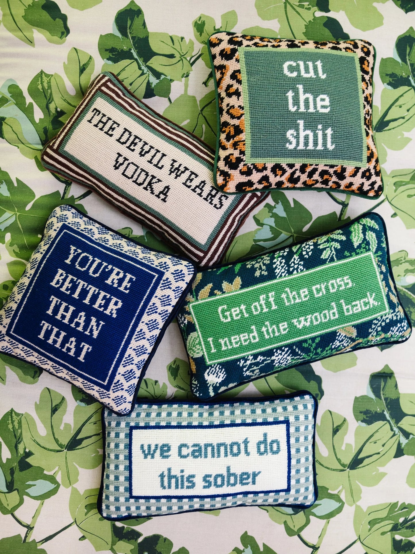 Cut The Shit Needlepoint Pillow