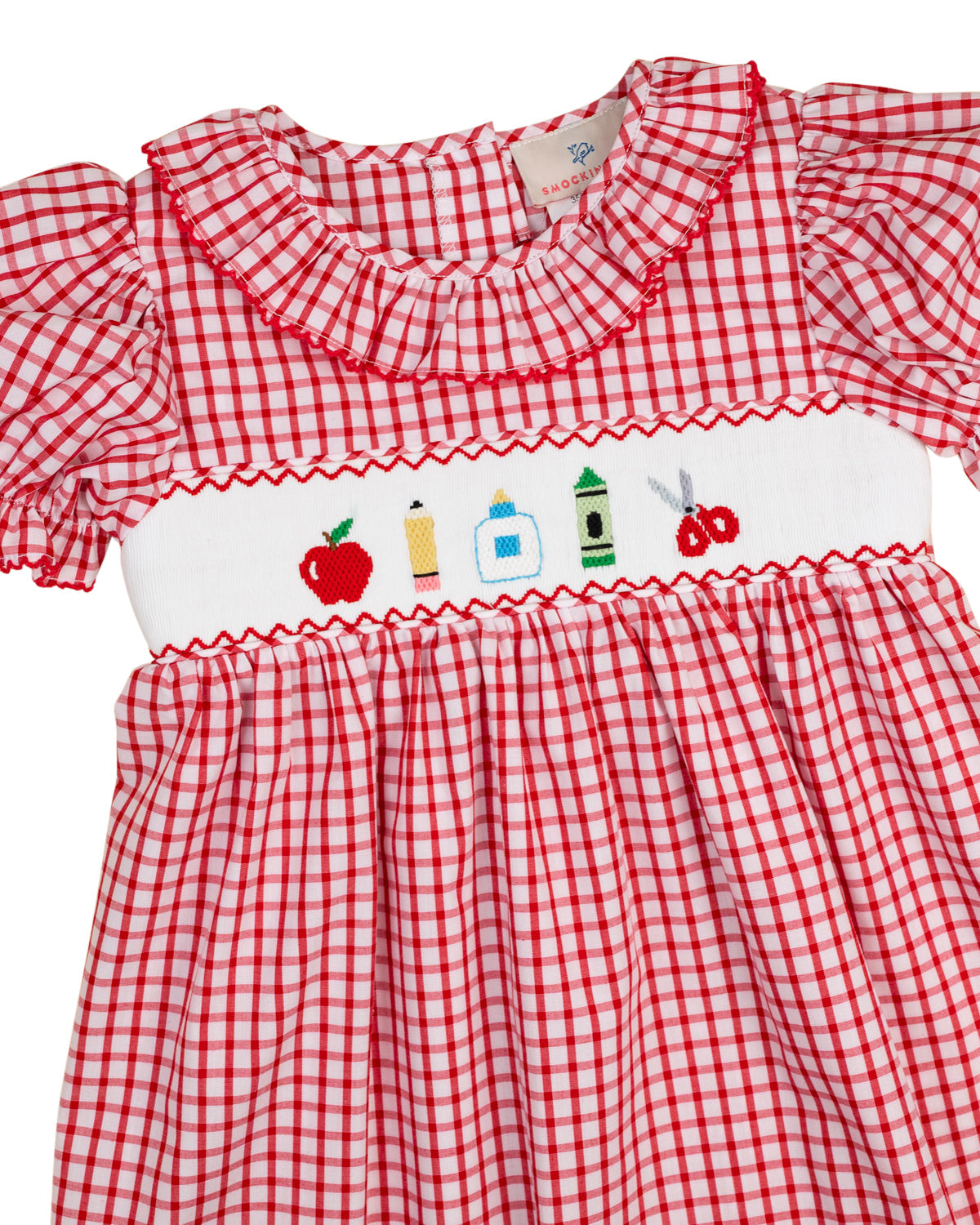 School Supplies Smocked Red Windowpane Dress- FINAL SALE