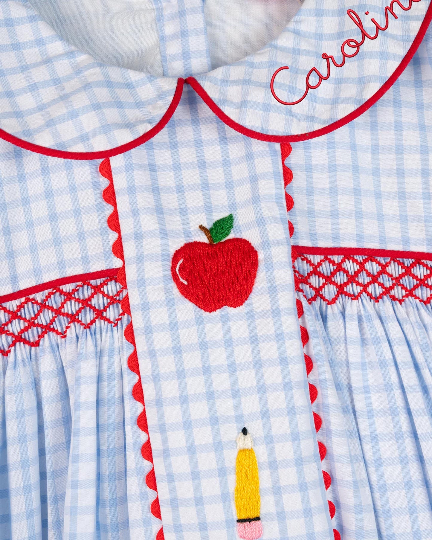 School Supplies Embroidered Girl Bubble- FINAL SALE