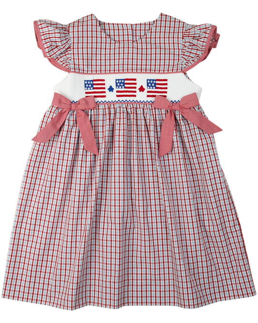 Flags Smocked Checked Dress- FINAL SALE