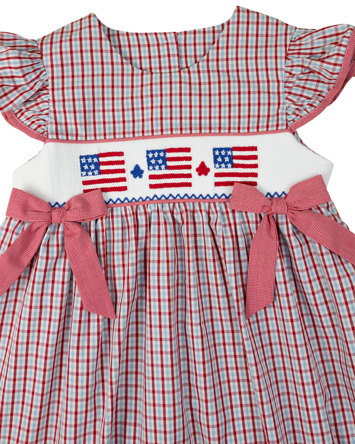 Flags Smocked Checked Dress- FINAL SALE