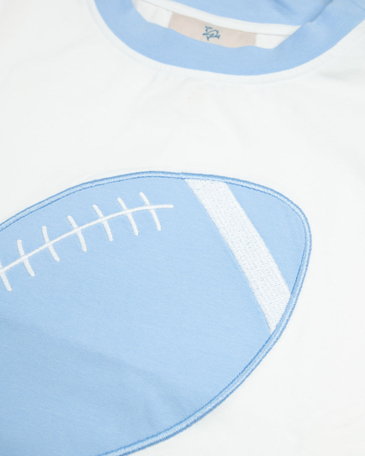 Go! Fight! Win! Baby Blue Football Appliqué Shirt
