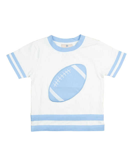 Go! Fight! Win! Baby Blue Football Appliqué Shirt