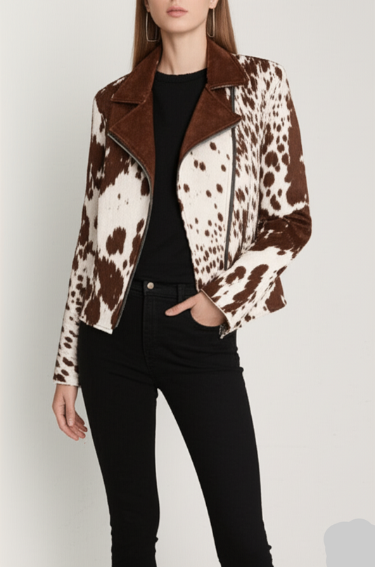 Women's Jacket - Luxurious Cow Hide, Chic & Timeless Design