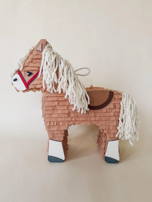 🐴 Birthday Horse Piñata – Handmade 22” Party Decoration with String Mane & Candy Holder