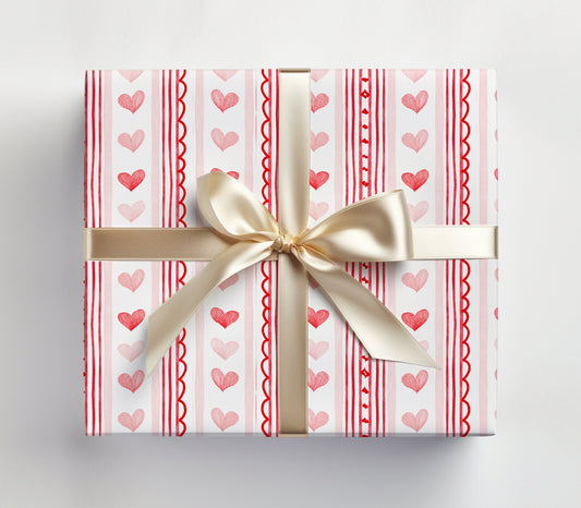 Hearts & Stripes Gift Wrap