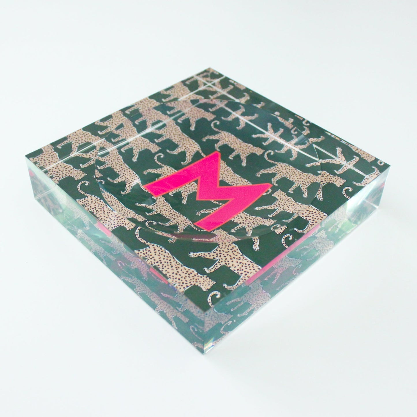 Catchall Tray - Single Initial Leopard Green - New!