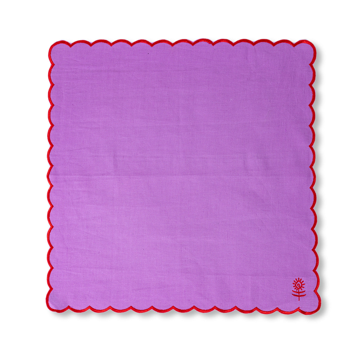 Embroidered - Icon Linen Napkins S/4 - Lilac + Cherry