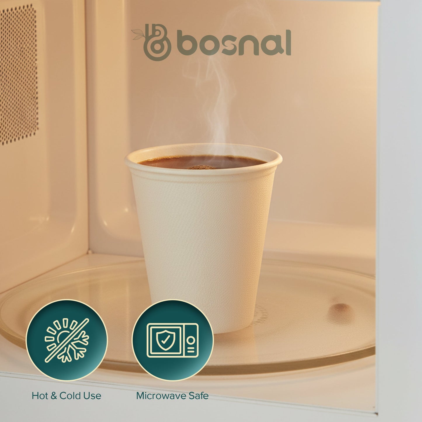 Bosnal - Sugarcane Bagasse Compostable 8 Oz Cups – Case of 20 (500 Pcs)