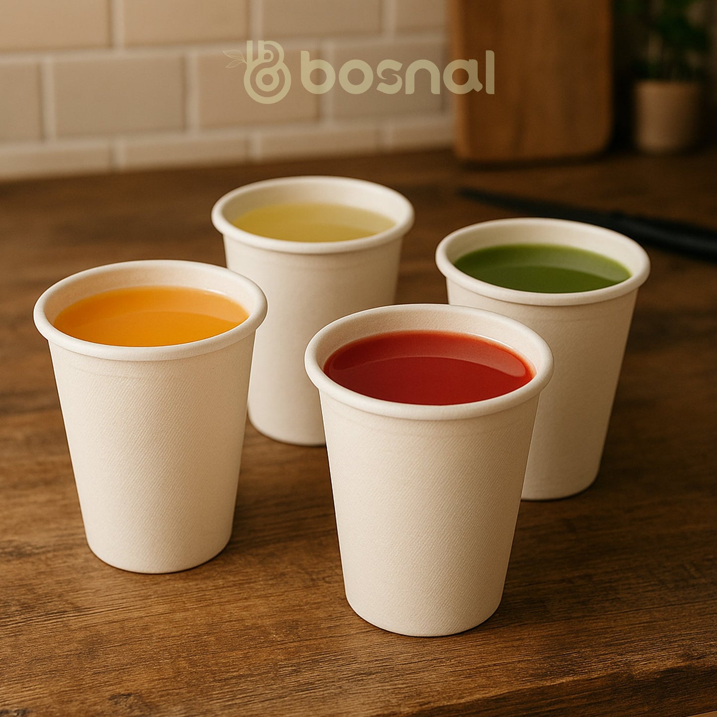 Bosnal - Sugarcane Bagasse Compostable 8 Oz Cups – Case of 20 (500 Pcs)